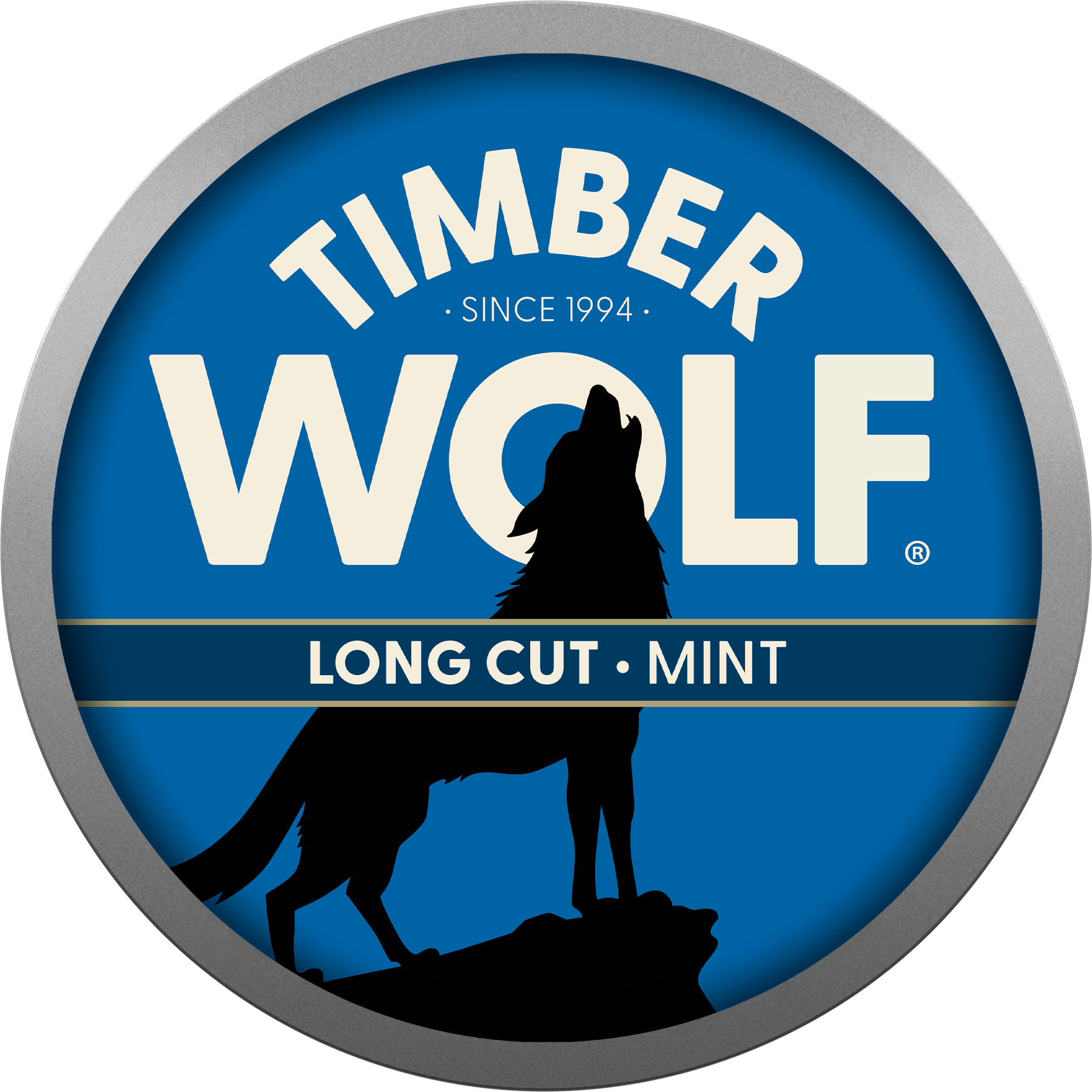 Can of Timber Wolf Moist Snuff long cut in mint flavor