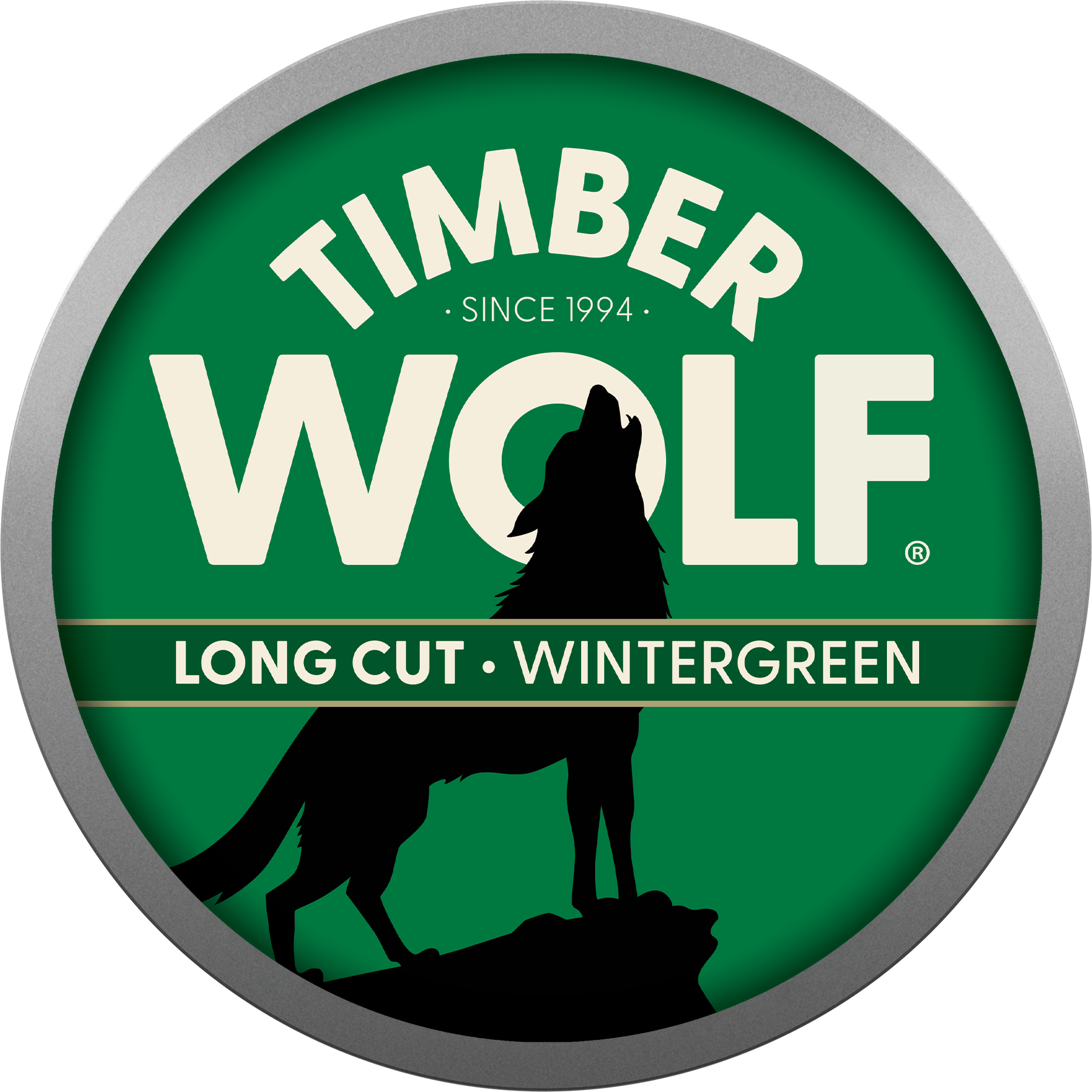 Can of Timber Wolf Moist Snuff long cut in wintergreen flavor